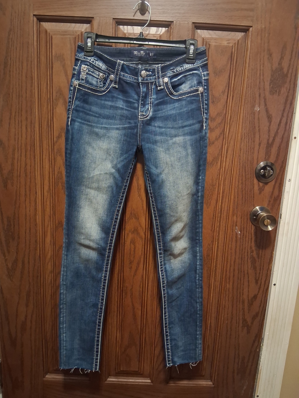 Miss Me Dark Blue Skinny Jeans with Faded Detail